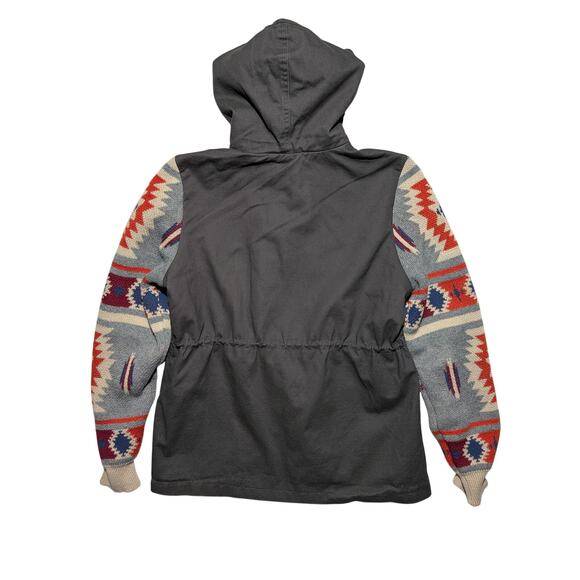 Thread & Supply Hooded Jacket Southwestern Pattern Woven Sleeves Women’s M - Picture 6 of 15
